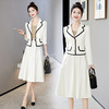 LDB7103秋季时尚气质黑白枣红优雅小香风收腰上衣裙子职业套装 商品缩略图3