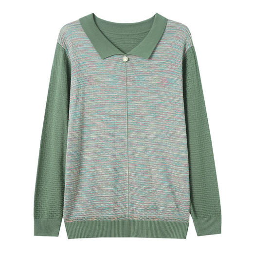 CC 10-6623撞色显瘦上衣洋气减龄娃娃领宽松大码打底衫时尚 商品图4