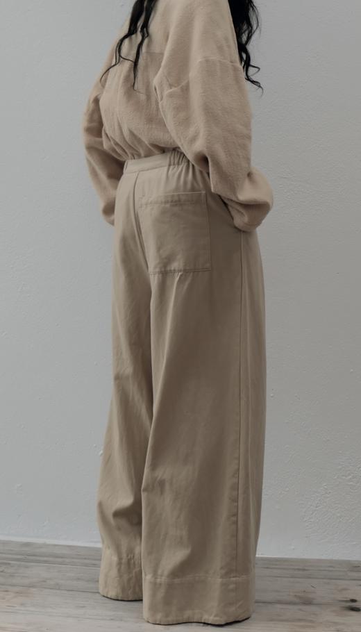 elsa esturgie 沙色半松紧腰阔腿裤 商品图11