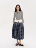 heris/H53121/预科学院藏蓝格纹 立体百褶花苞 气质A型长半身裙 商品缩略图1