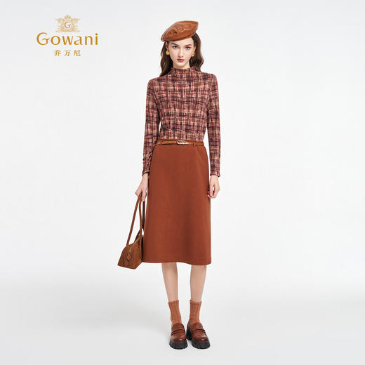 乔万尼秋季新品2025纯羊毛艺术印花小高领上衣ED1C910 商品图2