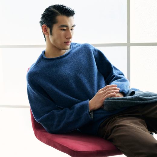 oneup全羊毛卷边圆领毛衣 商品图0