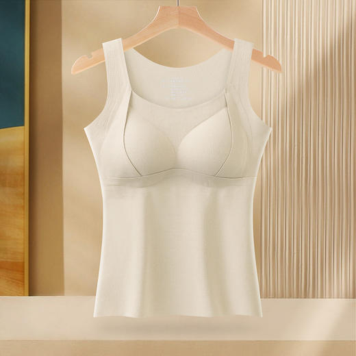 【秋冬羊绒蚕丝保暖内衣】免穿文胸固定杯透气打底衫 亲肤无痕显瘦背心 商品图6