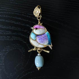 非遗盘扣 汝瓷小胖鸟胸针 女小众设计感配饰中国风