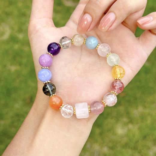 【多财多宝方糖水晶手串】敦煌小众天然水晶多宝串珠手串粉晶紫水晶白水晶方糖水晶手串 商品图1