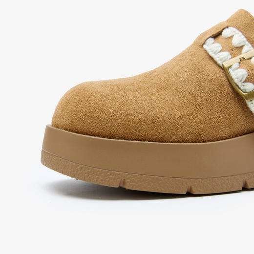 【限时秒杀】西遇厚底勃肯鞋半拖女新款秋季花边一脚蹬懒人鞋增高松糕女鞋V1857082 商品图5