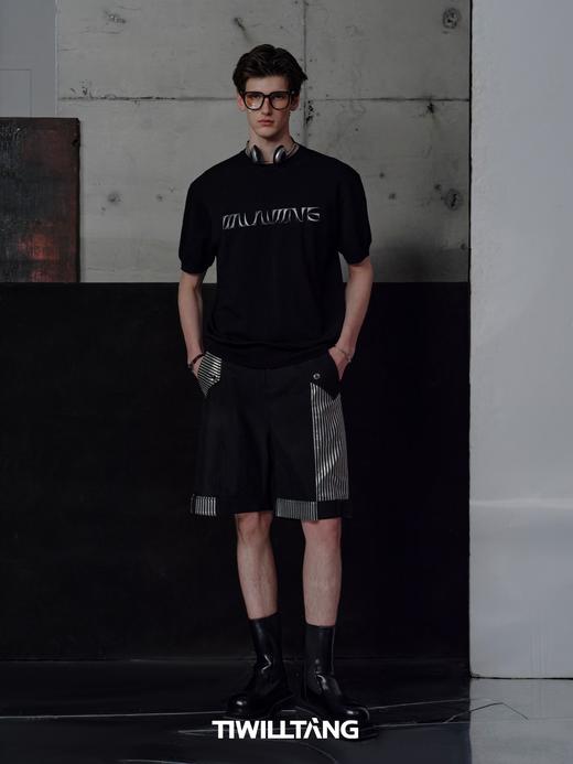 TIWILLTANG启世录“烬晨乌迹”立体高周波针织衫时尚字母短袖t恤 商品图4