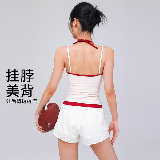 【限时秒】YOGACODE【火树银花系列】撞色挂脖瑜伽背心女固定杯遮副乳吊带运动内衣V型领内搭健身上衣DWC125614 商品图3