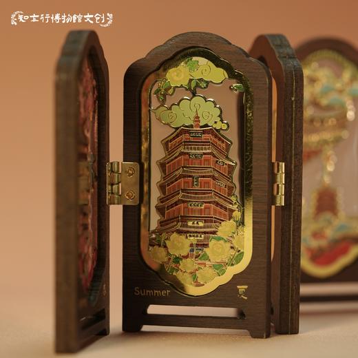 应县木塔四时景屏风冰箱贴摆件木制古风装饰山西文创礼物纪念品 商品图2