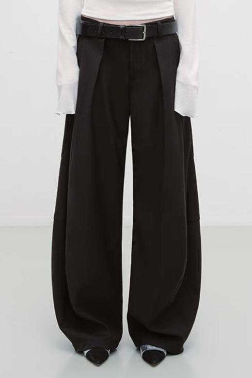 出逃赤岗西/25AWK183/黑色通勤弯刀休闲裤 商品图0