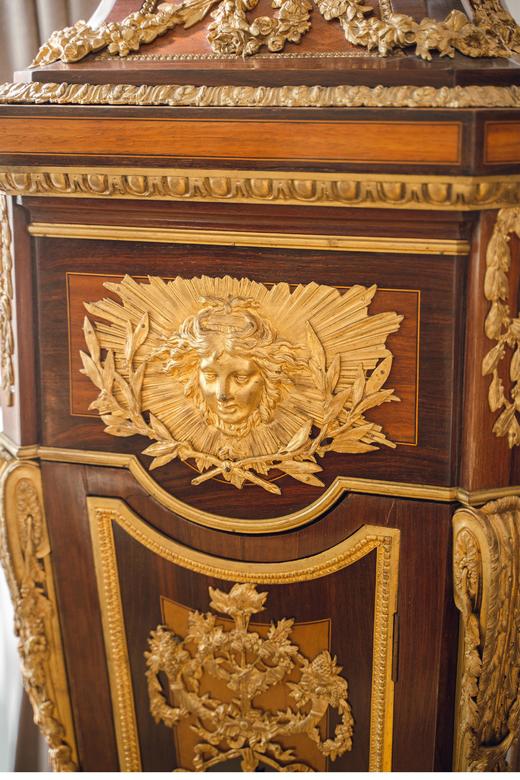 独角鹿西洋古董 19世纪法国出品路易十五风格铜鎏金精雕装饰硬木镶嵌大型落地钟 商品图6