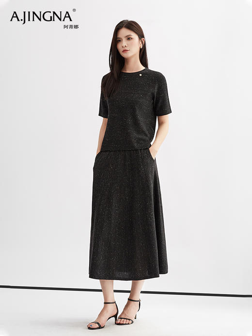 【松弛舒适】阿菁娜简约廓形圆领亚麻绵羊毛针织衫F30Q301018 商品图4