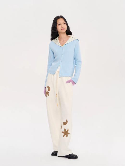 heris/H53101/奶油撞色波点 正反两穿设计 海军翻领开衫毛衣短外套 商品图2