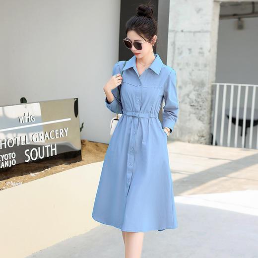 WG32029早春秋女装2025年新款穿搭法式长袖收腰衬衫连衣裙子优雅 商品图2