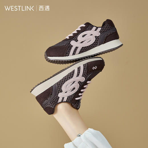 西遇复古德训鞋女新款秋季拼色百搭休闲鞋舒适透气厚底运动鞋K1857049 商品图4