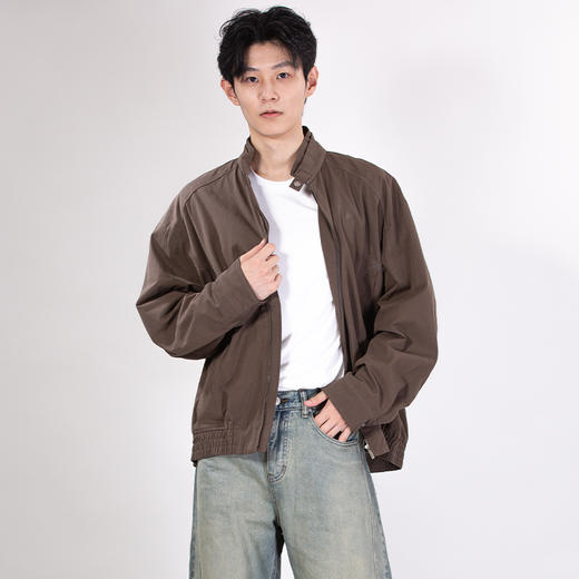 DRONKOO 2025 立领双层领口袋斜裁下摆橡筋中厚夹克 商品图2