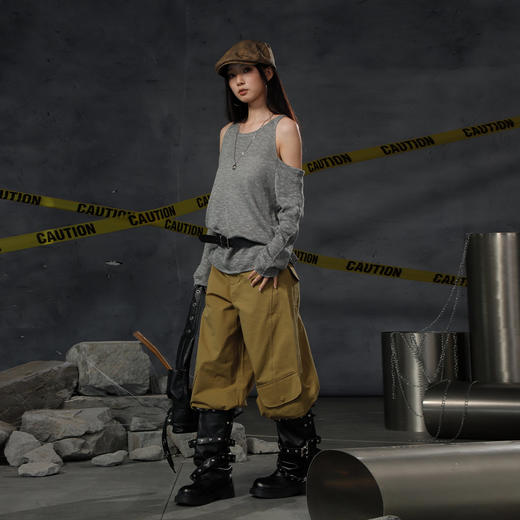 休闲美式拼接口袋布制长裤纪念日百货门店同款164547643 商品图3