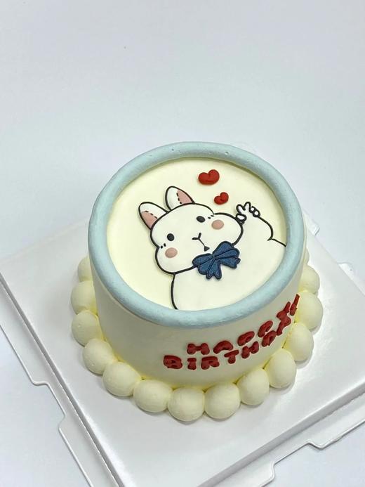 简简单单做个可爱的小白兔手绘小动物卡通蛋糕-低糖处理无添加 商品图0