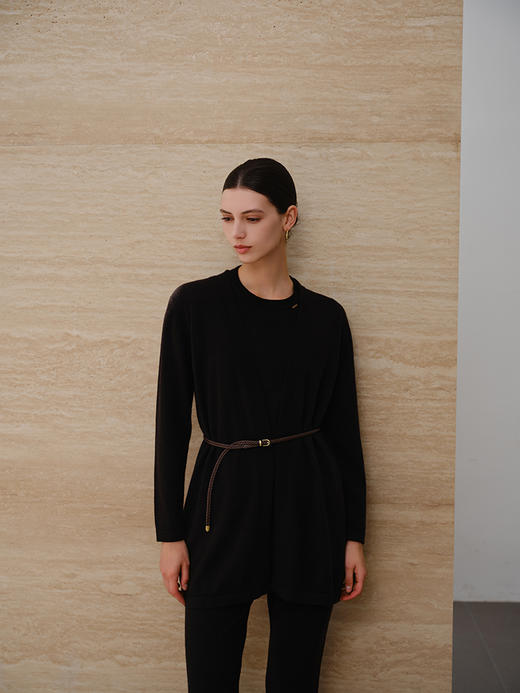 【针织系列套装】羊绒世家秋冬新品女士100%山羊绒针织开衫内搭短袖套衫 裤子 商品图0