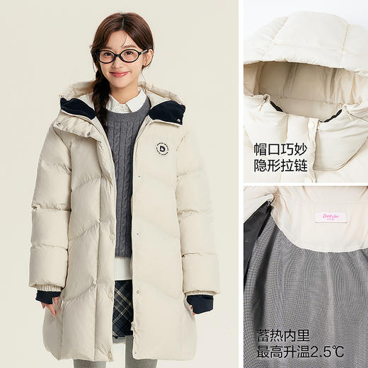 笛莎Deesha青少年女童羽绒服2025冬季女童连帽长款羽绒服 商品图2
