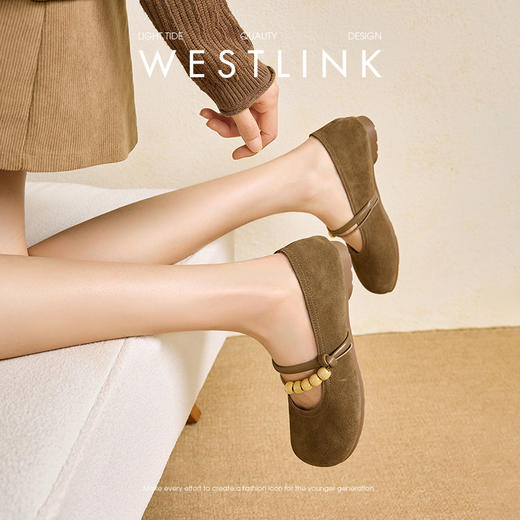 【限时秒杀】西遇玛丽珍勃肯鞋女新款秋季小众复古圆头平底鞋软底浅口单鞋V1857081 商品图3