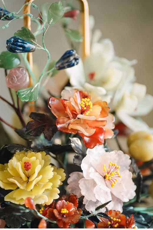 【已售】独角鹿西洋古董中国出品花篮造型飞鹤与宝相花纹景泰蓝盆装饰「玉堂富贵」珍宝像生盆景 商品图3