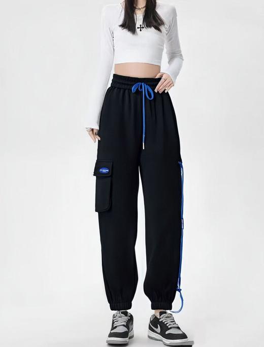 【秋上新】2860潮牌设计感拼色绳收口休闲卫裤-喜出 商品图0