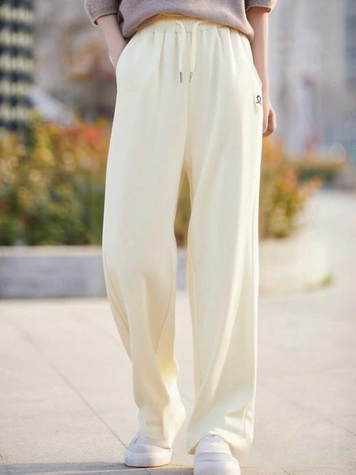 冰点价！仅限11.11！退货勿拍【秋上新】米白刺绣小标休闲直筒裤卫裤-喜出 商品图1