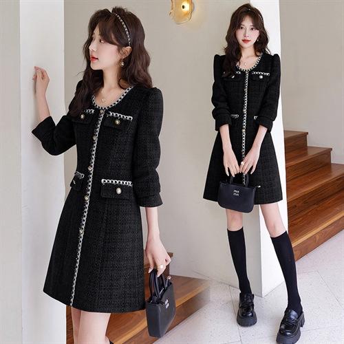 气质时尚名媛收腰显瘦拼接撞色粗花呢连衣裙YJLY83816 商品图2