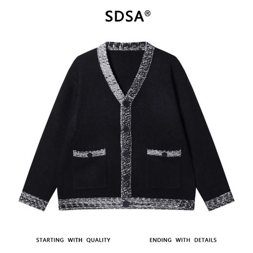 72332SDSA男士秋冬新款痞帅男装针织拼接V领纽扣毛衣百搭开衫上衣气质 商品图1