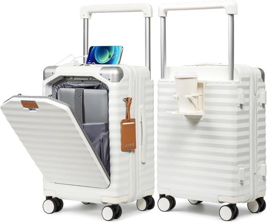 【新款】亚马逊同步上新火爆欧美时尚商务前开口铝框箱宽拉杆旅行箱20寸商务登机箱USB充电 商品图4