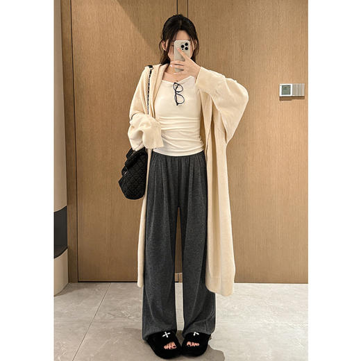 【个性时髦！柔软舒适】时尚减龄，糯米裤加绒阔腿裤子女秋冬季新款高腰宽松显瘦休闲裤慵懒风拖地裤。rb 商品图5