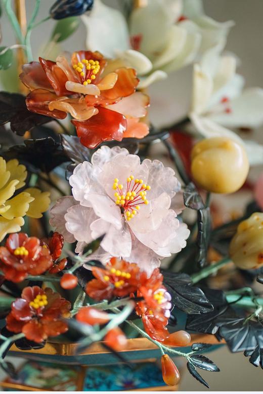 【已售】独角鹿西洋古董中国出品花篮造型飞鹤与宝相花纹景泰蓝盆装饰「玉堂富贵」珍宝像生盆景 商品图1