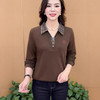 2025秋季新款时尚翻领假两件气质妈妈装显瘦长袖上衣黑色 商品缩略图1