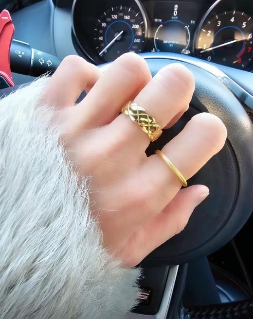 TB31-CHANEL香奈儿 COCO CRUSH 菱格纹 窄版 无钻 戒指 男女同款情侣款 玫瑰色 (XK) 商品图1