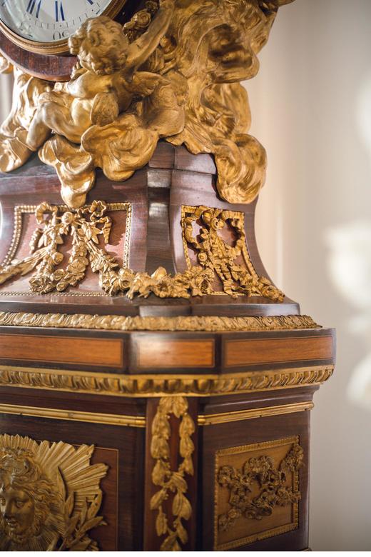 独角鹿西洋古董 19世纪法国出品路易十五风格铜鎏金精雕装饰硬木镶嵌大型落地钟 商品图7