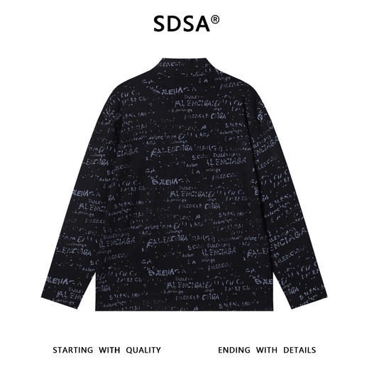 T4775SDSA男士秋冬新款痞帅男装复古港风半高领T恤满印字母情侣上衣 商品图5