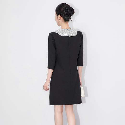 「高货wl」全新升级【铂金会员330/天猫439/差价109】(02226)洛诗琳轻奢重工钉钻领连衣裙2025秋季气质遮肉显瘦A字裙女 商品图2