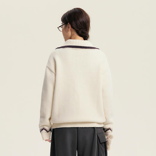 笛莎Deesha青少年女童毛衣2025冬季女童翻领字母提花毛衣 商品图4