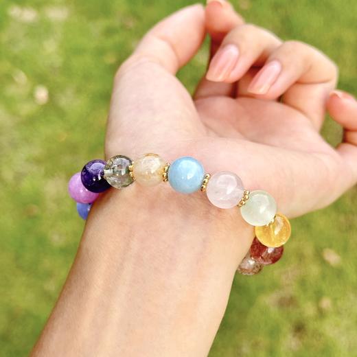 【多财多宝方糖水晶手串】敦煌小众天然水晶多宝串珠手串粉晶紫水晶白水晶方糖水晶手串 商品图5