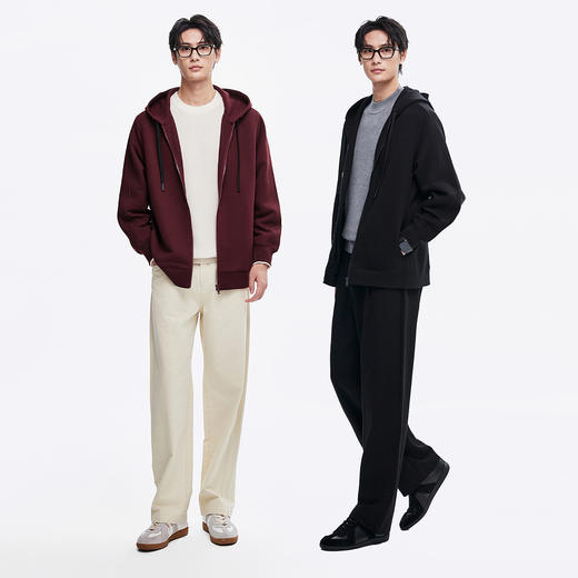 棉仓366808005-五明治空气层连帽拉链开衫卫衣男 秋季微宽松帽衫夹克外套 商品图3