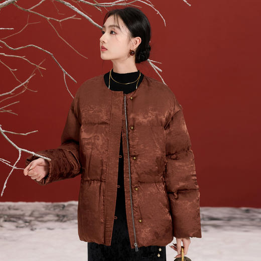 三彩【松烟入画】2025冬季新款90白鹅绒羽绒服宽松外套保暖复古C 商品图2