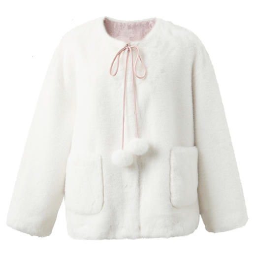 三彩【风花雪夜】2025冬季新款仿兔毛环保皮草两面穿外套C 商品图4