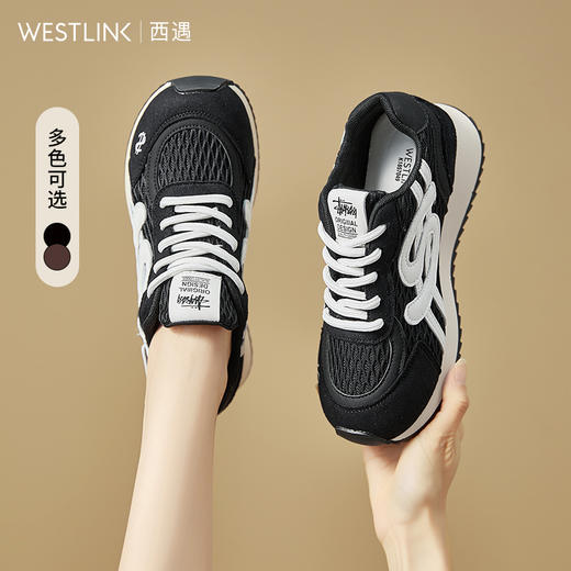 西遇复古德训鞋女新款秋季拼色百搭休闲鞋舒适透气厚底运动鞋K1857049 商品图0
