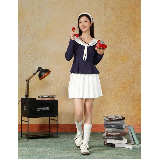 学院风海军领收腰长袖T纪念日百货门店同款164543087 商品图3