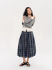 heris/H53121/预科学院藏蓝格纹 立体百褶花苞 气质A型长半身裙 商品缩略图4