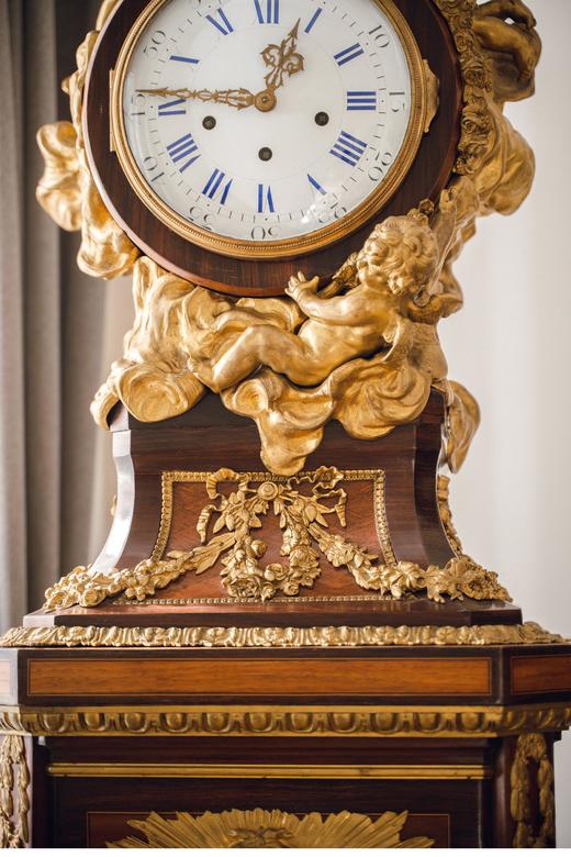 独角鹿西洋古董 19世纪法国出品路易十五风格铜鎏金精雕装饰硬木镶嵌大型落地钟 商品图4