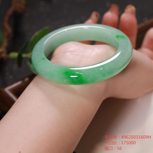高货青绿色翡翠手镯 传家宝温润圆满中式翡翠手镯49625031609H（一口价） 商品图1