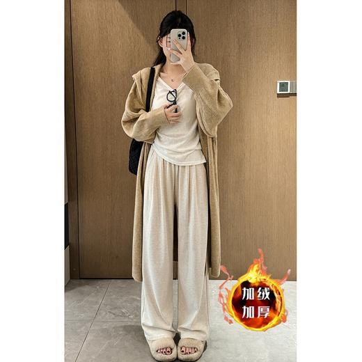 【个性时髦！柔软舒适】时尚减龄，糯米裤加绒阔腿裤子女秋冬季新款高腰宽松显瘦休闲裤慵懒风拖地裤。rb 商品图8