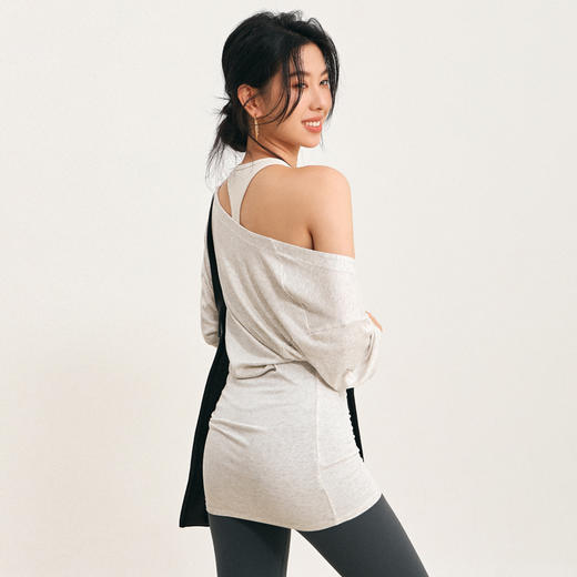 【限时秒】YOGACODE【火树银花系列】大U领运动罩衫女遮屁股休闲蝙蝠袖长袖瑜伽服上衣DWI125626 商品图3